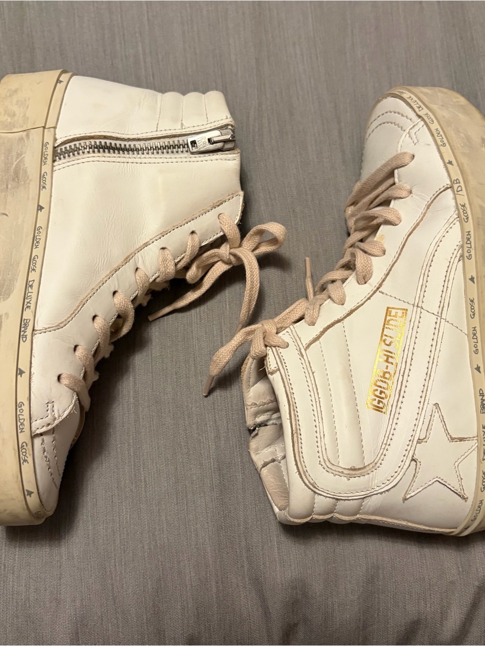 Golden Goose Hi Star Sneakers Hi Slide White W/ Pink Laces, 35 (5), High Top - Picture 10 of 15